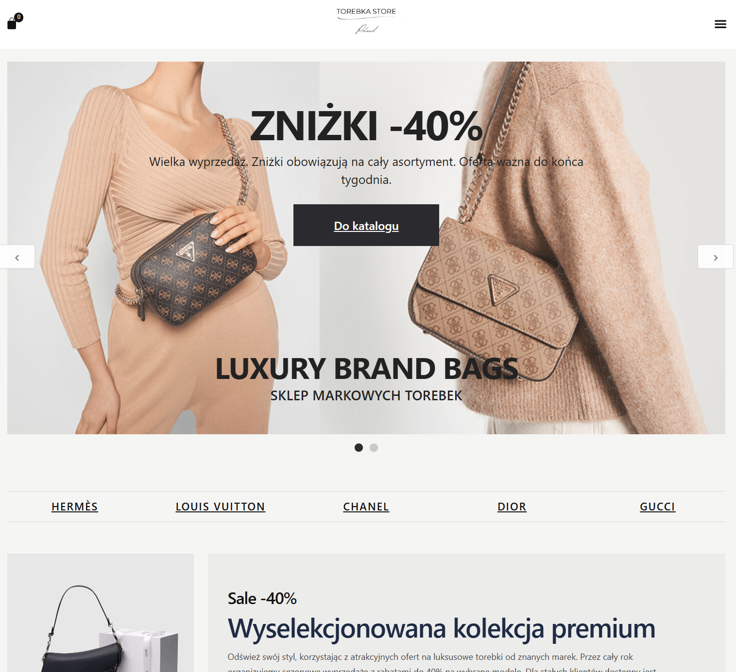 Скриншот преміум-магазину Torebka Store